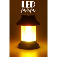 LED Mum Sokak Lambası Tip Kulplu Dumansız Pilli Alevli Dekoratif Yapay Mum Işıldak Siyah 1036-9