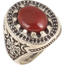 Nusret Takı 925 Ayar Gümüş Oval Akik Taş Modeli Erkek Yüzük