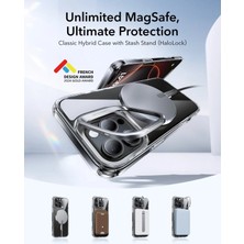 ESR Apple iPhone 16 Pro Max Kılıf + Ekran Koruyucu Set Halolock Magsafe Classic Hybrid Stantlı Silikon - Siyah Şeffaf