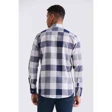 Jakamen Lacivert Slim Fit Kareli Erkek Gömlek