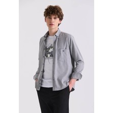 Jakamen Gri Slim Fit Erkek Gömlek