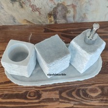 Gri Mermer 4/lü Şık Banyo Seti