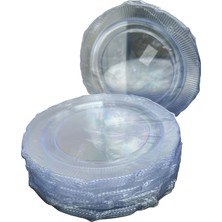 Omeyva Davet Parti Sunum Doğum Günü Şeffaf Sert Plastik Mika Tabak - 22 Cm. -6 Adetlik 5 Paket