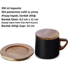 Ahşap altlıklı çelik termos bardak 250 ml kapasiteli annelere  kazıma desenli termos-best mom