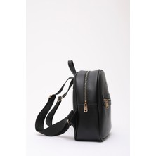 Shaka Siyah Shk200  Deri 2 Bölmeli Fermuarlı Yazılı Kolon Askılı Sırt Çantası U:26 E:22 G:9 Cm