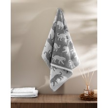 Leopard Ipliği Boyalı %100 Pamuk Yüz Havlusu - Gri