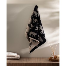 Leopard Ipliği Boyalı %100 Pamuk Yüz Havlusu - Siyah
