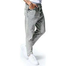 Erkek Boyfriend Fit Denim Jean Kot Pantolon