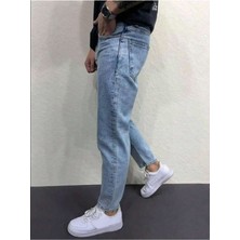 Erkek Boyfriend Fit Denim Jean Kot Pantolon