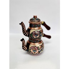 Mediterian Şık Bakır Çaydanlık Takımı, zarif tasarım, siyah renk, dayanıklı ve şık kullanım.