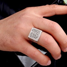 925 Ayar Gümüş Otantik Desen Motifli Erkek Yüzük