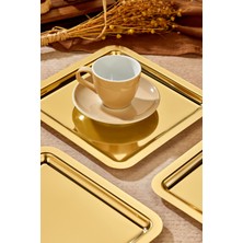 Royal Gold Serisi Gold Sunum Tepsisi, Söz Nişan Tepsisi,  24CM, Avangart Dizayn, 6 Adet