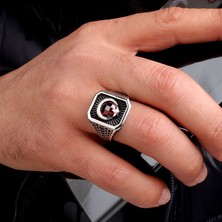 925 Ayar Gümüş Zirkon Taşlı Ayyıldız Model Erkek Yüzük