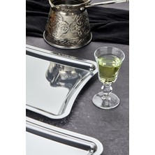 Elegante Square Serisi Krom Sunum Tepsisi, Söz Nişan Tepsisi, 22CM, Avangart Dizayn, 3 Adet
