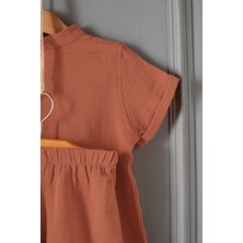 %100 Pamuk Müslin, Bebek Takımı , 2 Parça (Tişört + Şort)