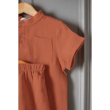 %100 Pamuk Müslin, Bebek Takımı , 2 Parça (Tişört + Şort)
