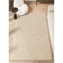 Eurobano Home - Doğal Kaymaz Tabanlı Yumoş Bej Shaggy Yolluk Halı