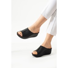 Albishoes Nicky Kadın Kalın Taban Yumuşak 6 cm Gizli Dolgu Topuk Anne Kadın Ev Terlik Günlük Terlik