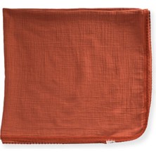 Cigit Dantel Işlemeli Tekkat Müslin Battaniye 100X100 cm +/- 3 cm Rust