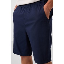 Tommy Life Lacivert Standart Fit Dokuma Hafif Esnek Chino Erkek Şort - 81293
