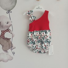 Urzalo Fiyonk Detaylı Çiçekli Bandanalı Kız Bebek Romper