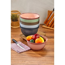 Meyve Sebze Salata Kasesi Modern Tasarım Ikili Set 3.6lt Büyük Boy Çizgi Desenli Kase
