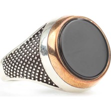 Nusret Takı 925 Ayar Gümüş Yuvarlak Oniks Taşlı Erkek Yüzük