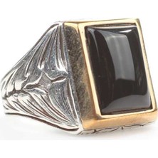 Nusret Takı 925 Ayar Gümüş Dikdörtgen Oniks Taşlı Yüzük