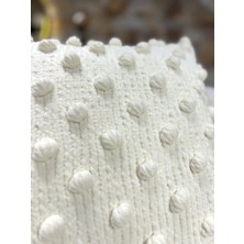 1 Adet Puffy Peluş Kırlent Kılıfı Krem Rengi 43 x 43  cm  El Örgüsü Fermuarlı