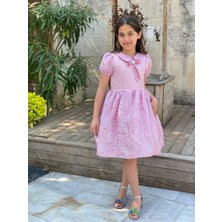  kız Çocuk  Doğum Günü Bayramlık Abiye Pembe Elbise