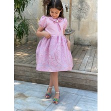  kız Çocuk  Doğum Günü Bayramlık Abiye Pembe Elbise
