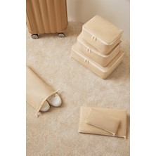 Home Wave 6'lı Bej Pötikare Bavul Içi Düzenleyici Set