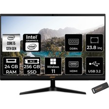 Acer Aspire C24 Intel Core I5 1335U 24GB 256GB SSD 23.8" Fhd Windows 11 Home All In One Bilgisayar & Per4 USB Bellek DQBKMEM006P371