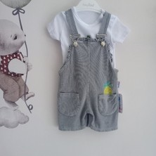 Baby Buu Ananas Detaylı Şort Denim Kız Bebek Salopeti