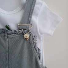 Baby Buu Ananas Detaylı Şort Denim Kız Bebek Salopeti
