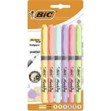 Bic Brite Liner Grip Fosforlu Kalem 6 Adet - Karışık Pastel Tonlar