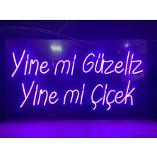 Disa Neon LED Dekoratif Aydınlatma -Yine Mi Güzeliz Yine Mi Çiçek, 60X35CM-
