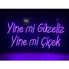 Disa Neon LED Dekoratif Aydınlatma -Yine Mi Güzeliz Yine Mi Çiçek, 60X35CM-