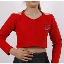 Toontoy Kız Çocuk Gezegen Baskılı Crop Tişört