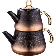 Mediterian Şık Siyah Granit Çaydanlık Takımı, Dayanıklı ve Estetik Tasarım