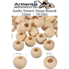 Artlantis Naturel Ahşap Boncuk 32MM 10 Lu 1 Paket Ham Boyanabilir Ahşap Yuvarlak Doğal Boncuklar Takı Tasarım Ektinlik Kreş Okul