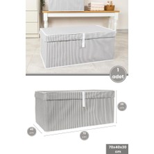 Mega Plus Kutu Hurç, Yorgan Yastık Çarşaf Dolapiçi Düzenleyici Mukavva Destekli (70X40CM) 1 Adet Gri