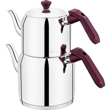 Mediterian Aile Boy Çaydanlık, Paslanmaz Çelik, Beyaz, Şık ve Dayanıklı Mutfak Gereci