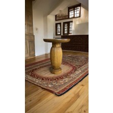 Simillo Home & Living Wooden Ahşap Tekli Mantar Yan Sehpa Modern Tütün Renk Fiskos