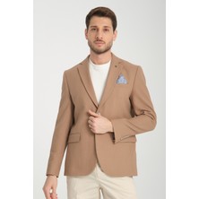 Frappoli Padure Erkek Vizon Slim Fit Dar Kesim Desenli Mevsimlik Blazer Ceket