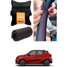 Opel Corsa Serisi Direksiyon Kılıfı Dikmeli Nokta Siyah Ultra Esnek Ithal Deri & 2'li Boyun Yastığı
