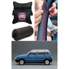 Fiat Uno Direksiyon Kılıfı Dikmeli Nokta Desenli Siyah Ultra Esnek Ithal Deri & 2'li Boyun Yastığı