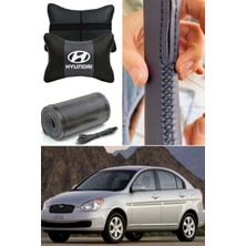 Hyundai Accent Era Direksiyon Kılıfı Dikmeli Düz Deri Ultra Esnek Ithal & 2'li Lüks Boyun Yastığı