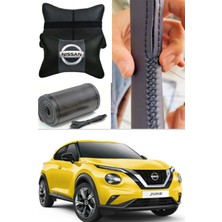 Nissan Juke Direksiyon Kılıfı Dikmeli Düz Deri Ultra Esnek Ithal Deri & 2'li Lüks Boyun Yastığı