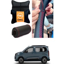 Opel Combo Direksiyon Kılıfı Dikmeli Nokta Siyah Ultra Esnek Ithal Deri&2'li Lüks Boyun Yastığı